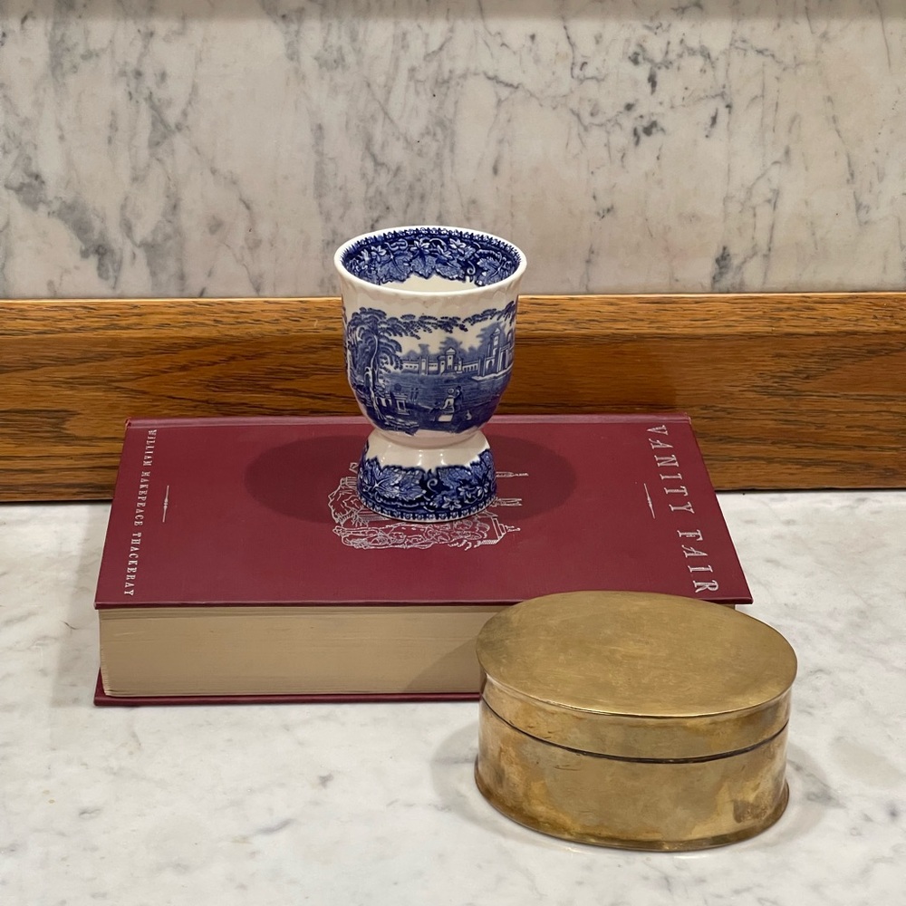 Antique Mason’s Vista Double Egg Cup. Blue White. Made in England